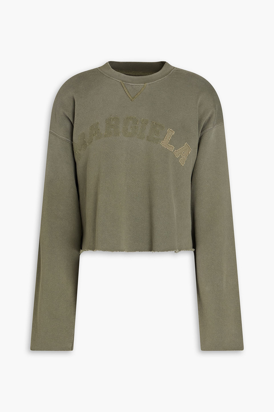 Maison Margiela Logo Cotton Jersey Crewneck Sweatshirt In Military-grün
