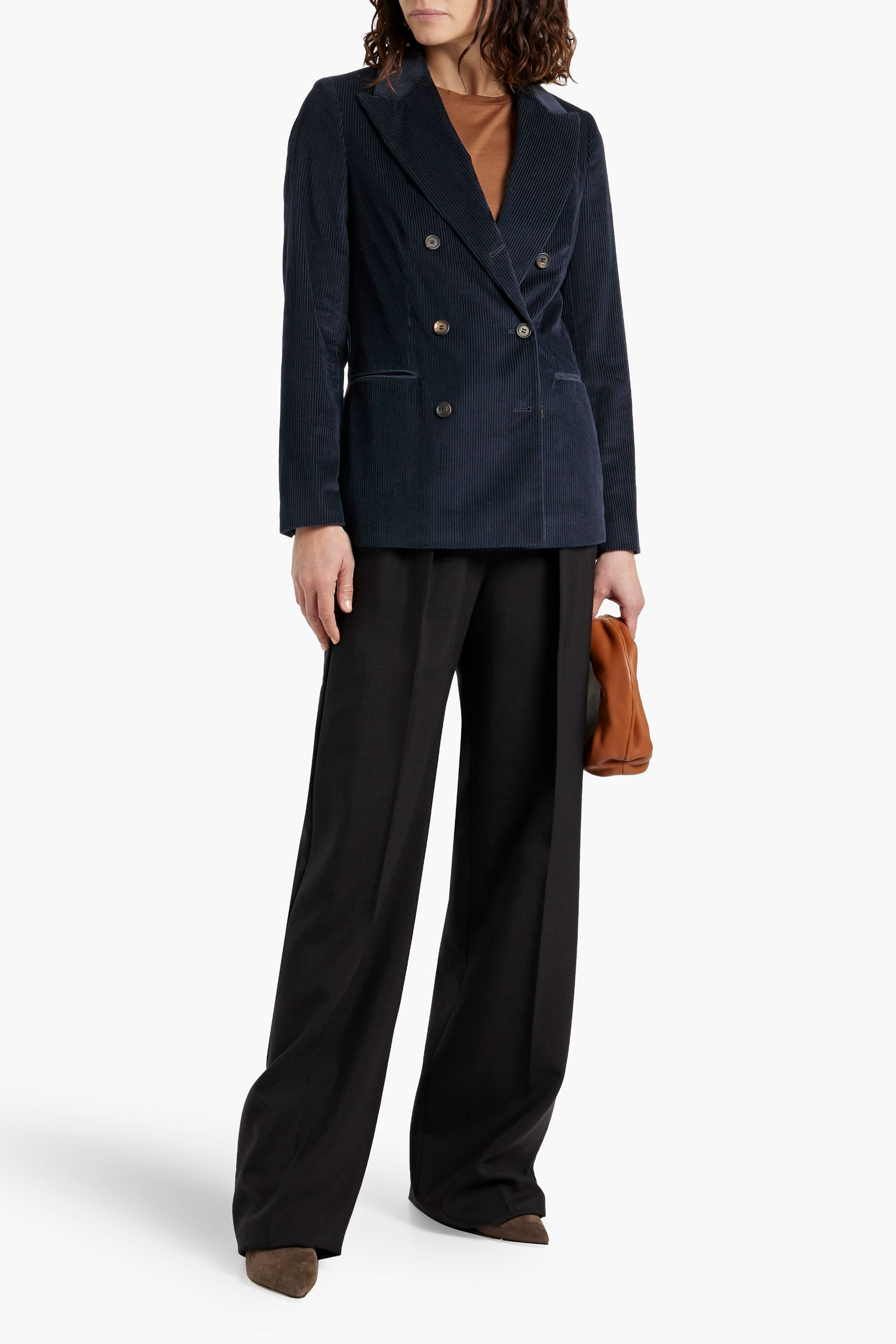 Brunello Cucinelli Double-breasted cotton and cashmere-blend corduroy blazer