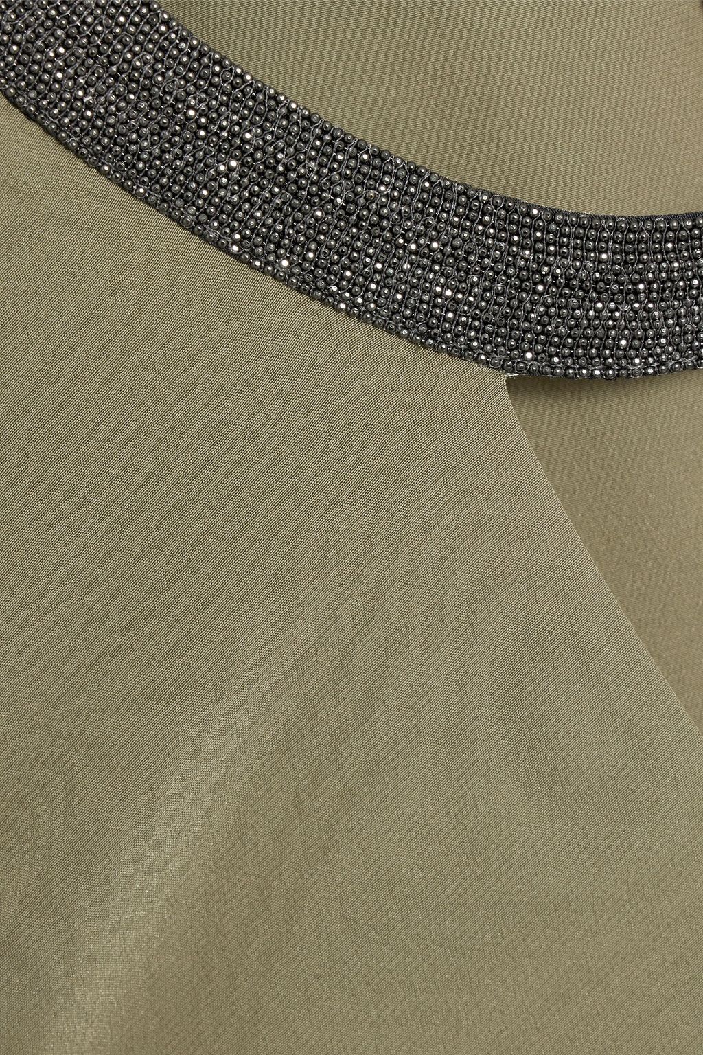 BRUNELLO CUCINELLI Bead-embellished cutout silk top