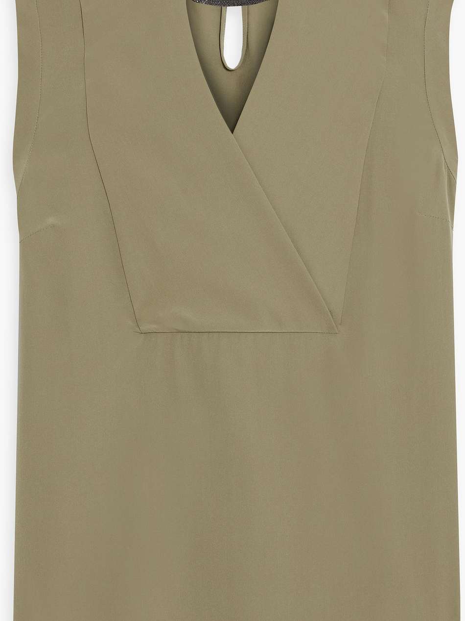 bead-embellished cutout silk top