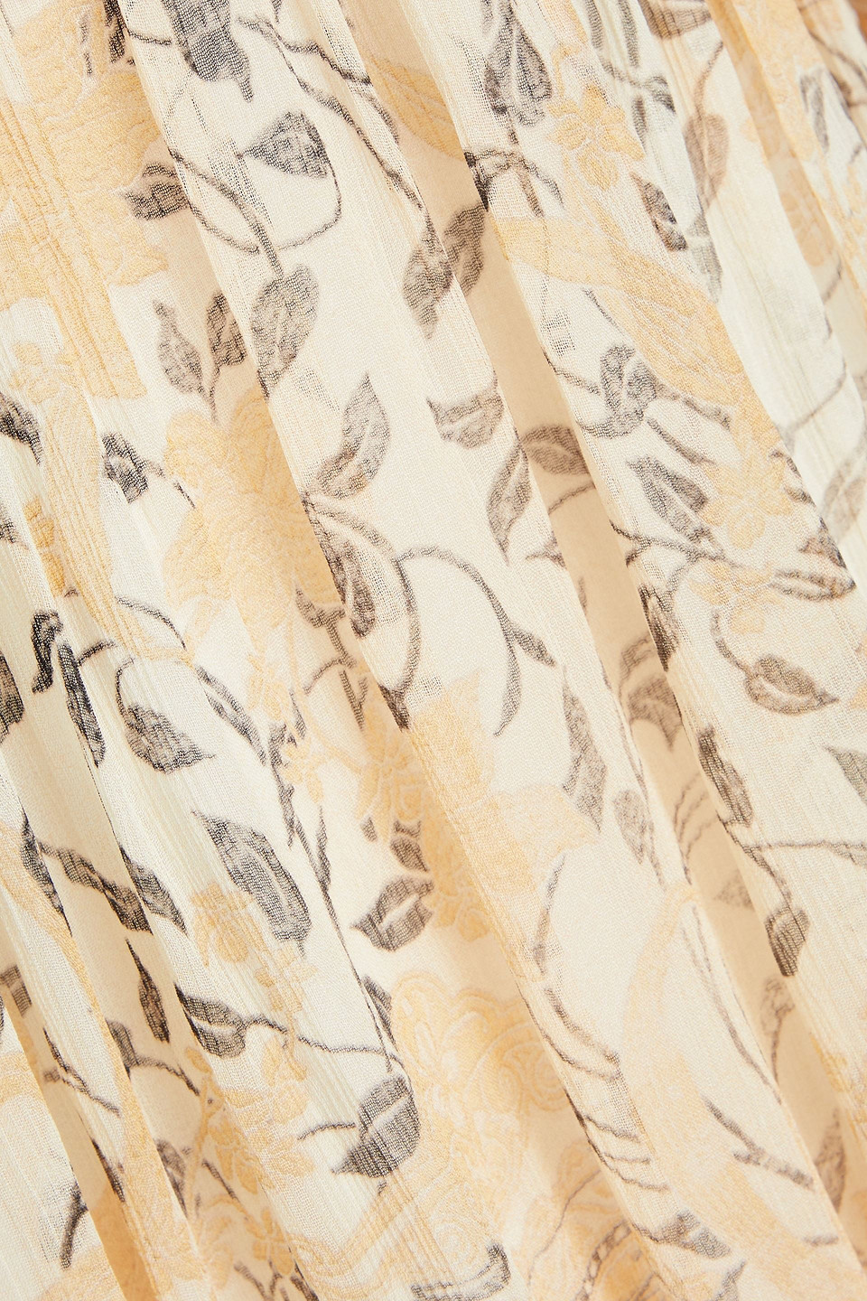 Zimmermann Ruched Printed Crepon Blouse In Creme