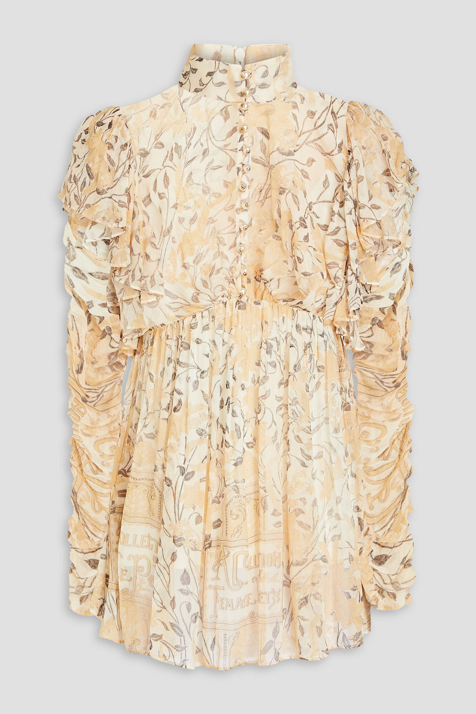 Zimmermann - Ruched printed crepon blouse - White - 3
