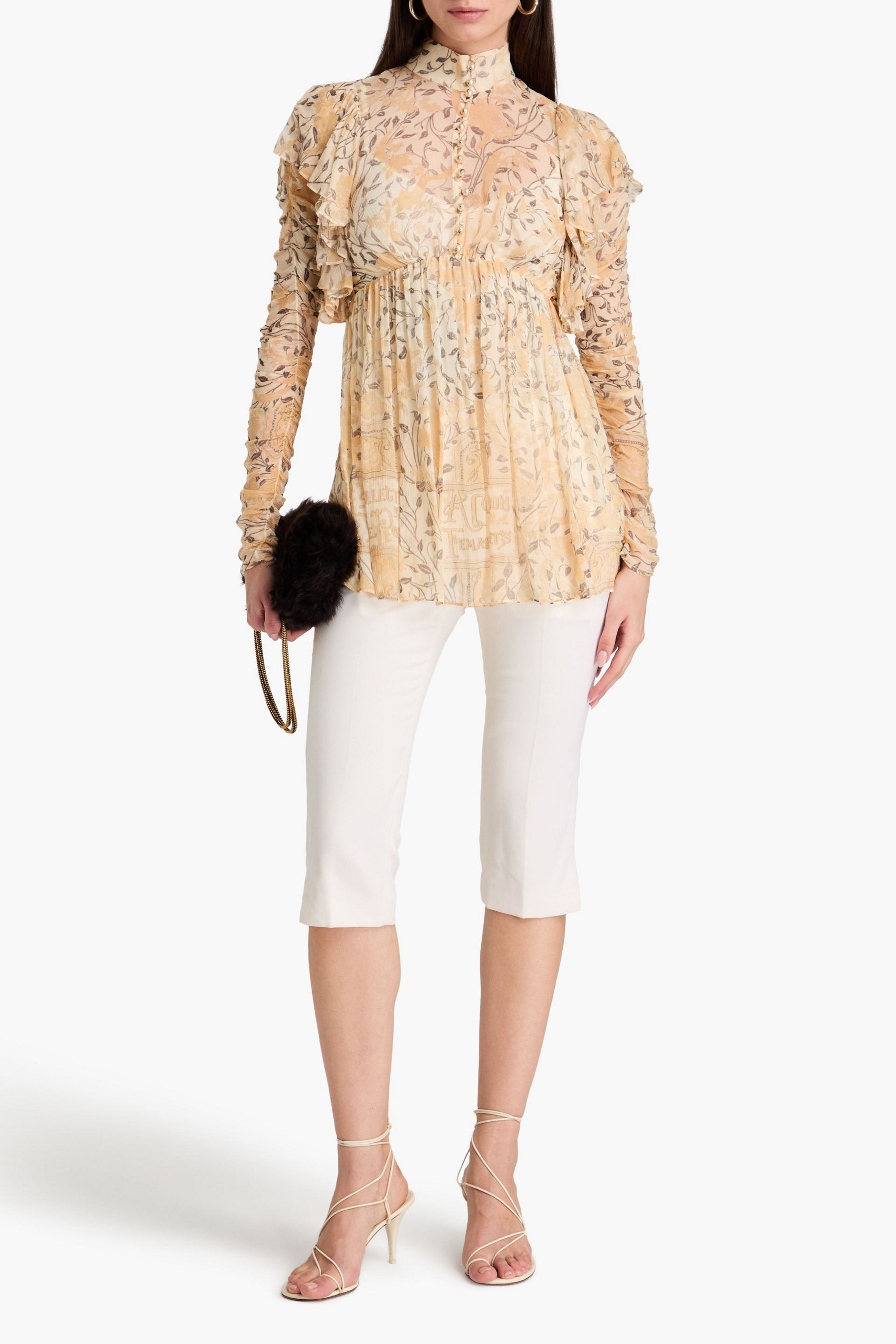 Zimmermann Ruched printed crepon blouse
