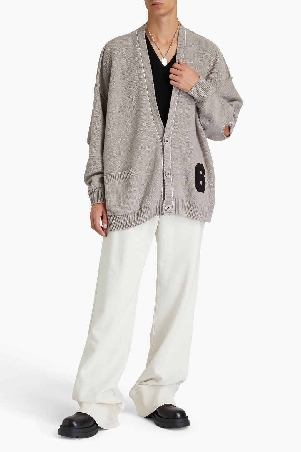 MM6 MAISON MARGIELA Cutout appliquéd wool-blend cardigan