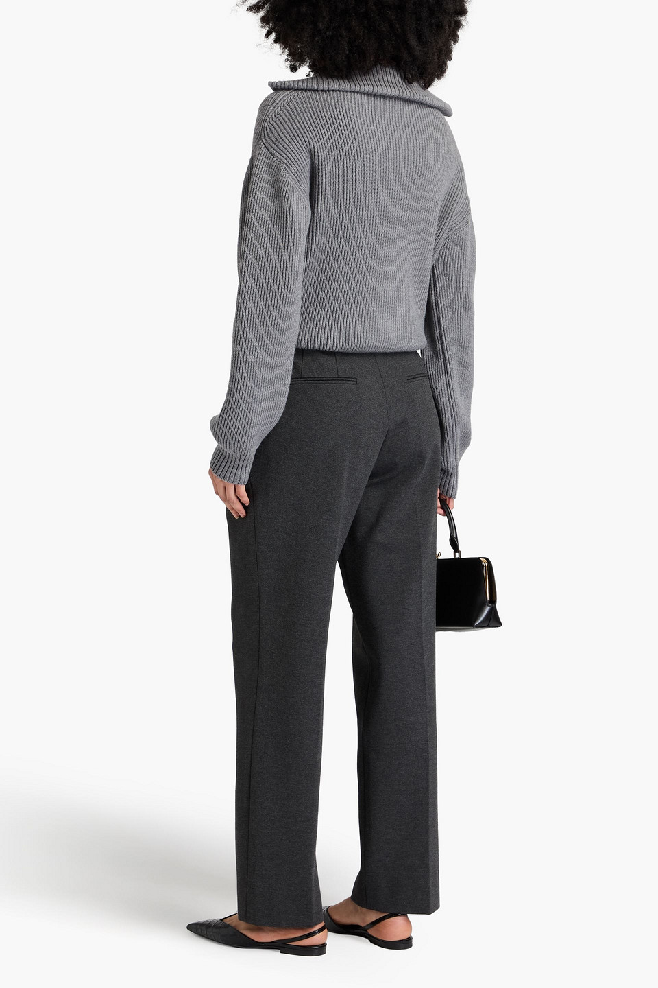Shop Victoria Beckham Jersey Straight-leg Pants In Anthracite
