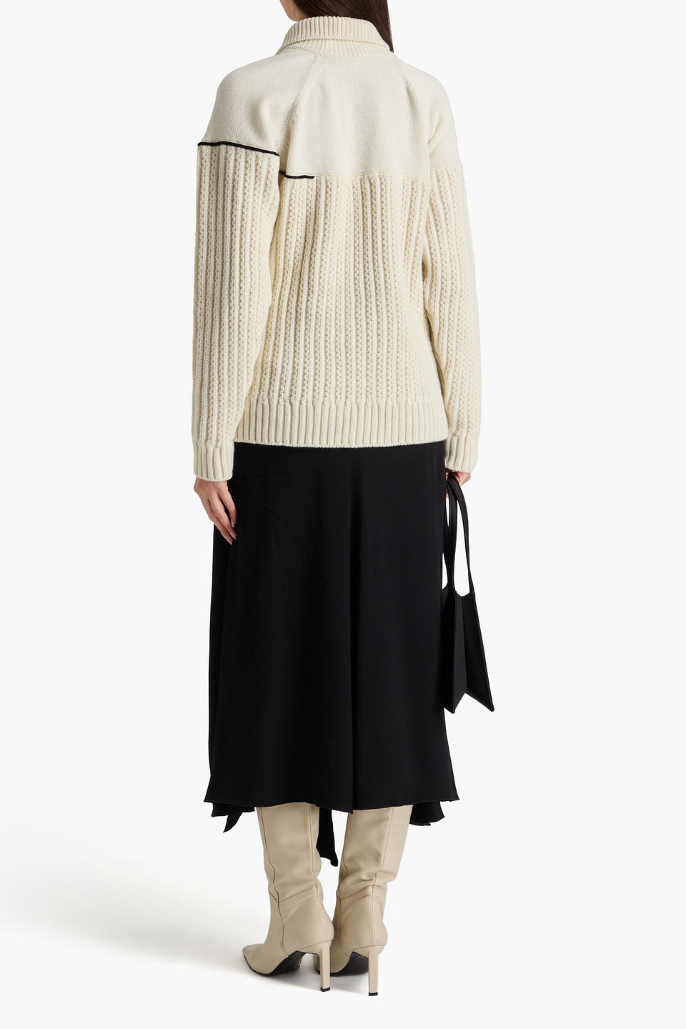 Victoria Beckham Double-collar Wool Sweater In Elfenbein