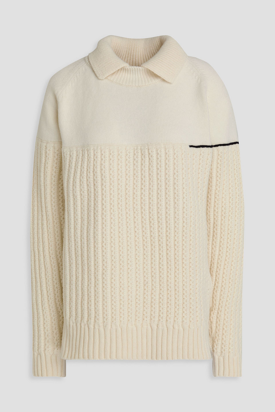 Victoria Beckham Double-collar Wool Sweater In Elfenbein