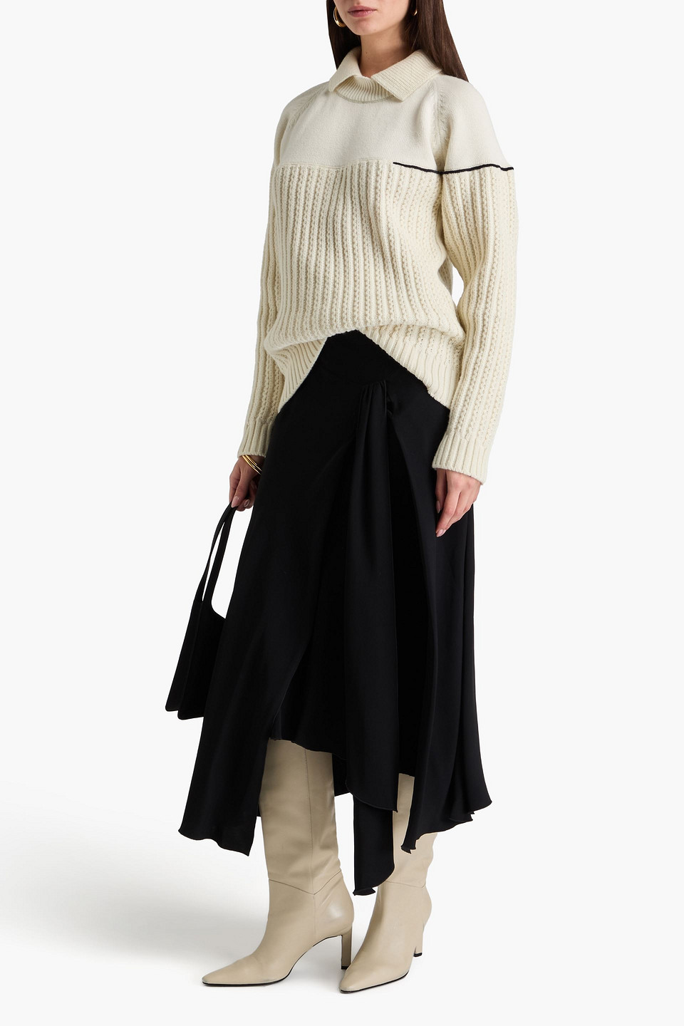 Victoria Beckham Double-collar Wool Sweater In Elfenbein