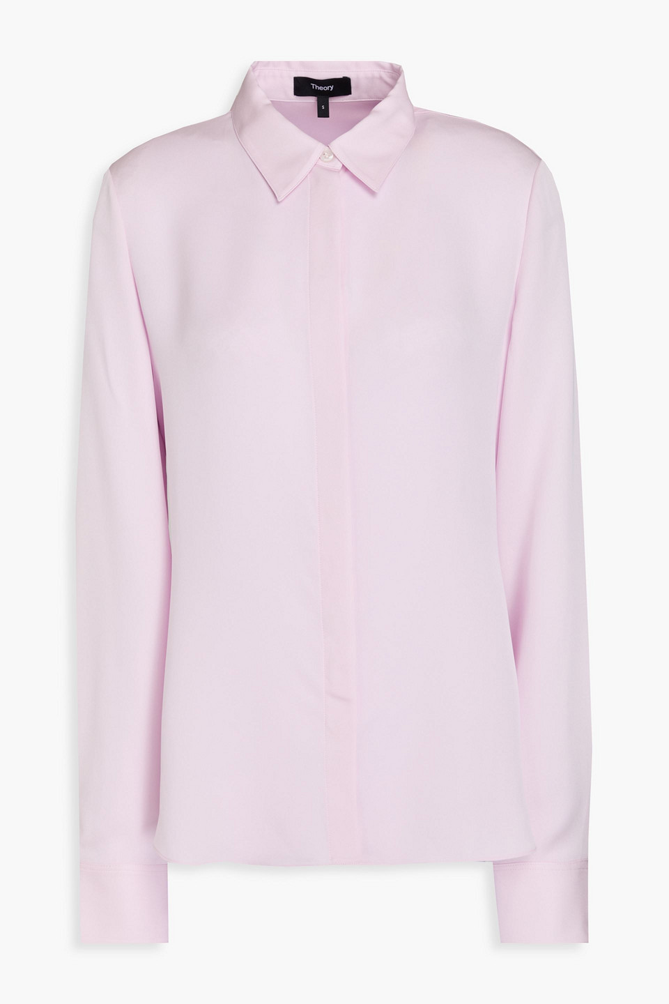 Theory Silk Crepe De Chine Shirt In Baby Pink