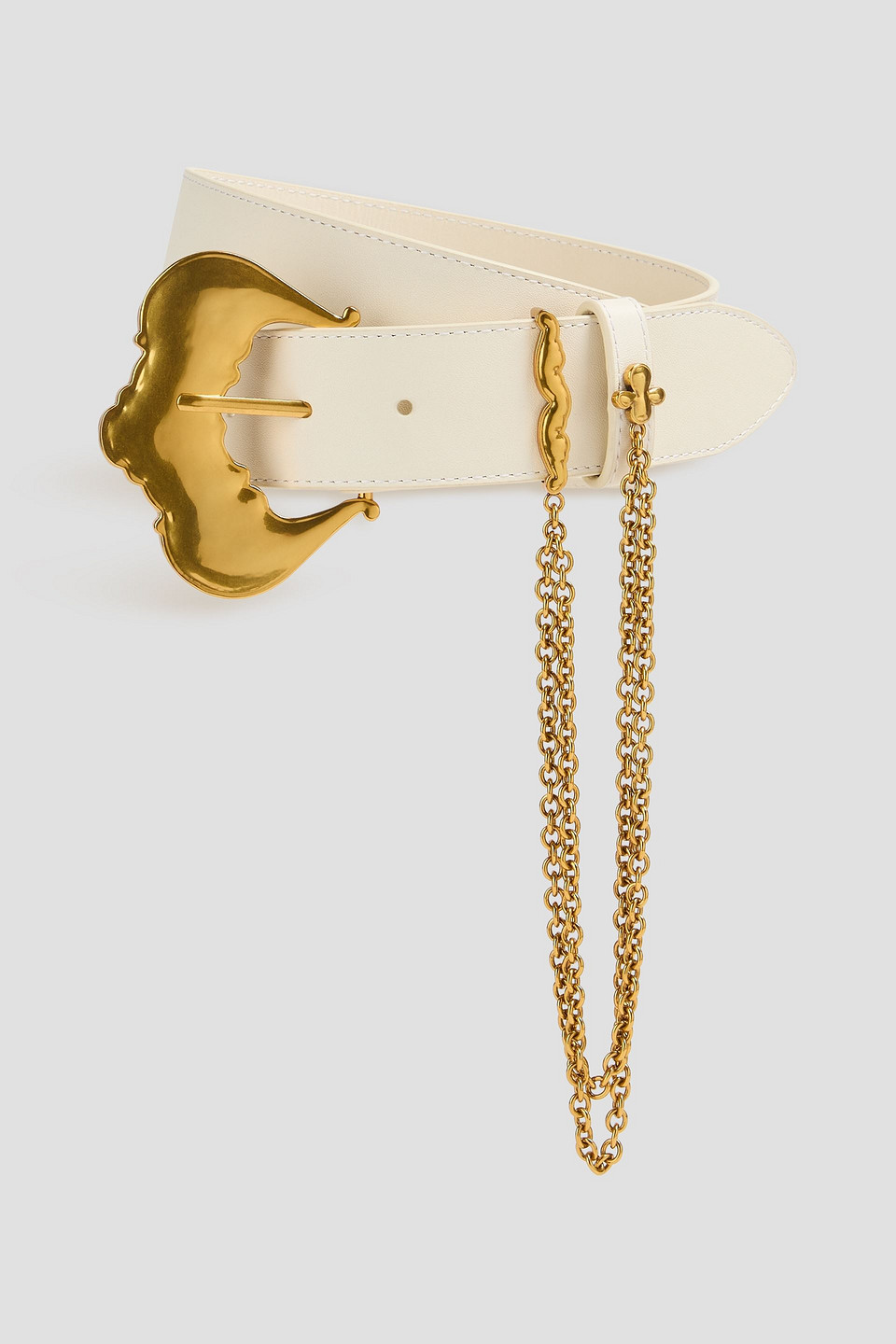 Zimmermann Chain-embellished Leather Belt In Creme