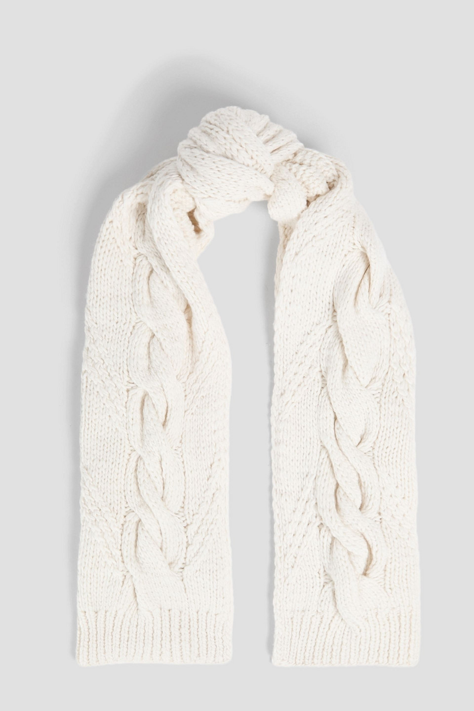 Cable-knit wool scarf