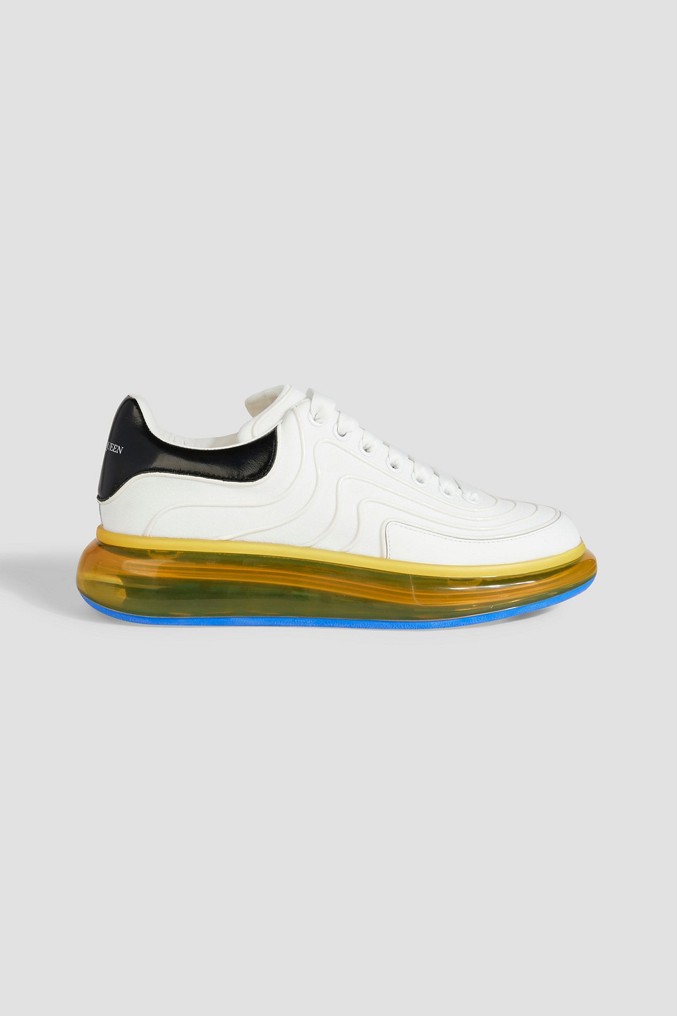Alexander Mcqueen Wave Stretch-knit And Leather Sneakers In White