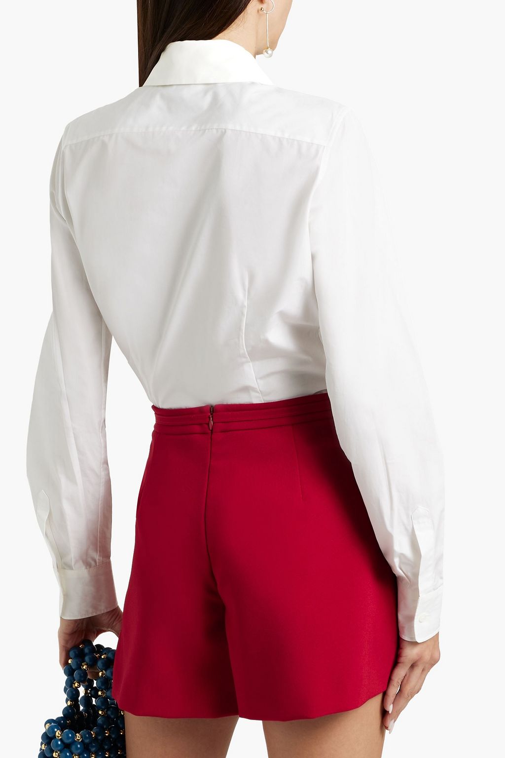 RED(V) Bead-embellished cotton-blend poplin collar