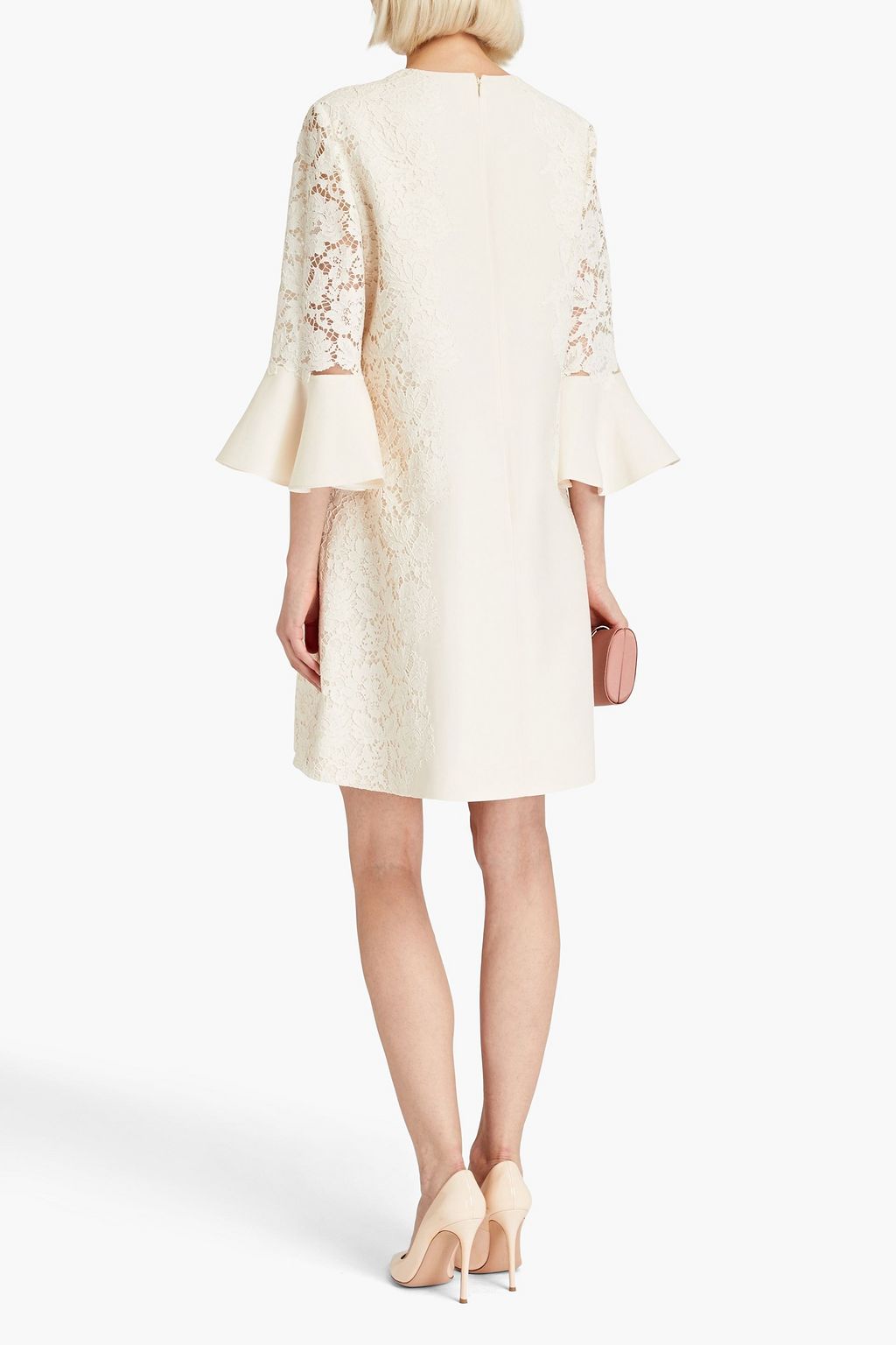 VALENTINO GARAVANI Corded lace-paneled crepe mini dress