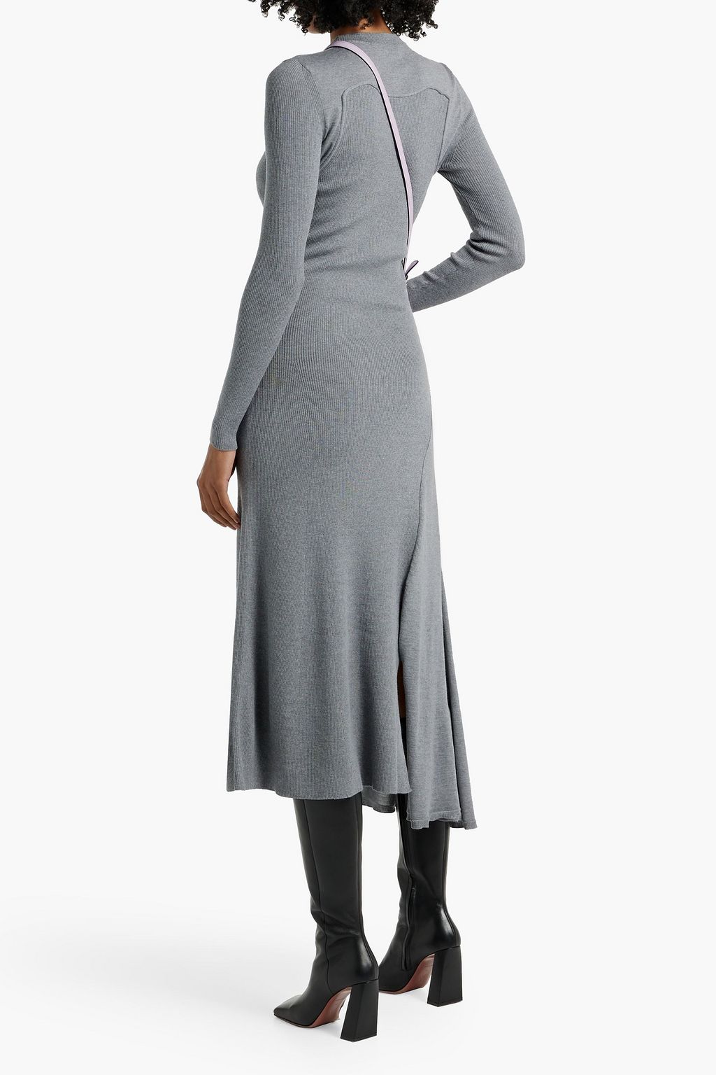 MCQUEEN Ribbed wool and cashmere-blend midi dress