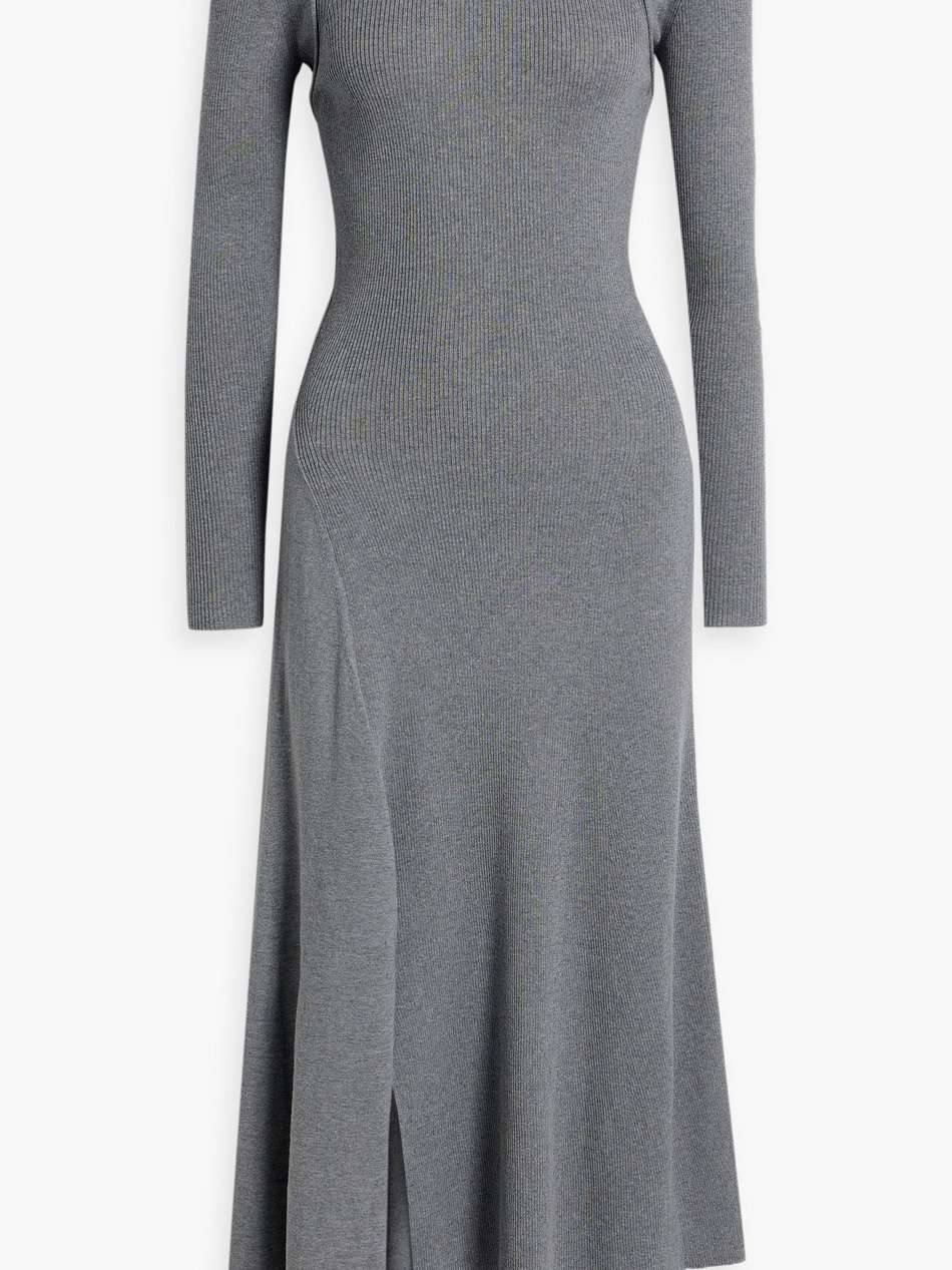 ribbed wool and cashmere-blend midi dress