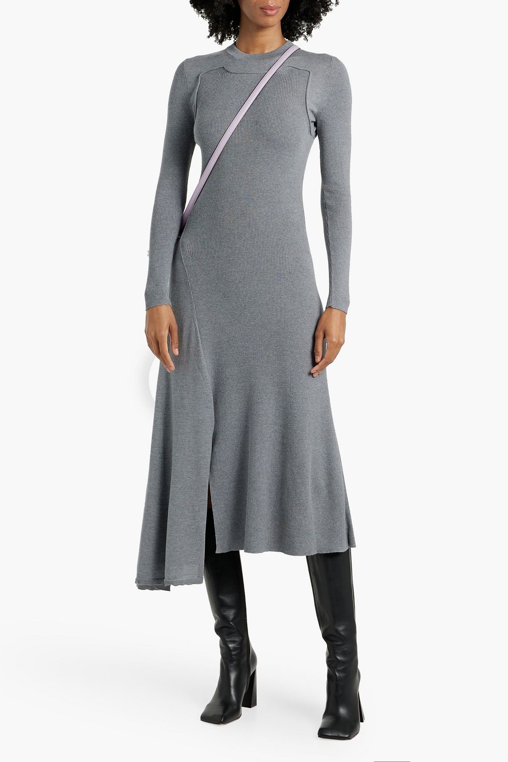 MCQUEEN Ribbed wool and cashmere-blend midi dress