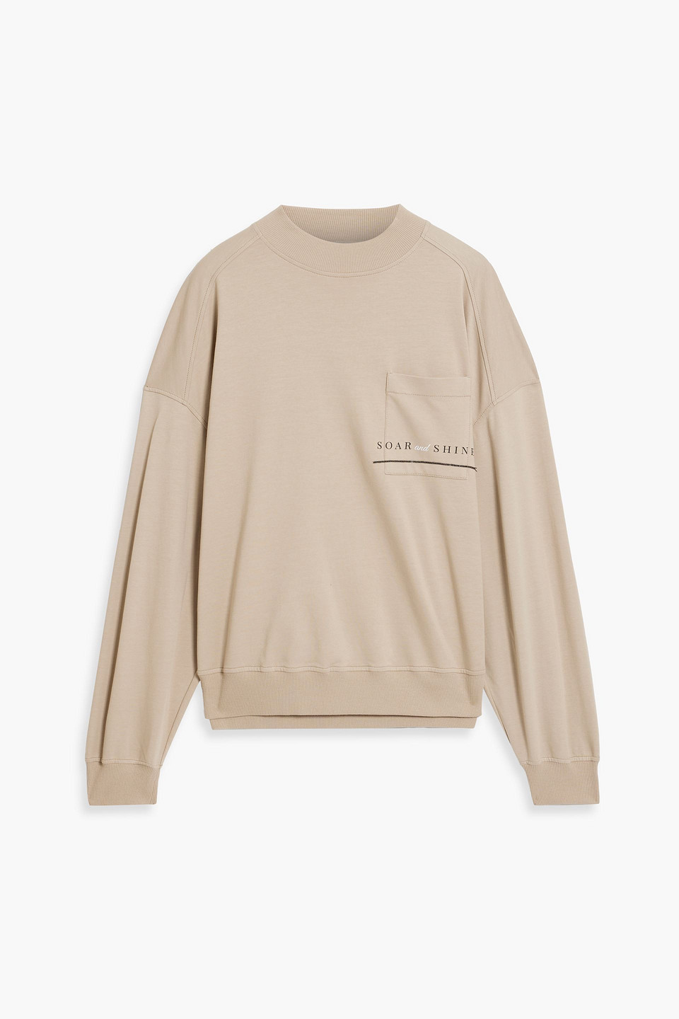 Brunello Cucinelli Bead-embellished Printed Cotton-blend Jersey Sweatshirt In Neutral
