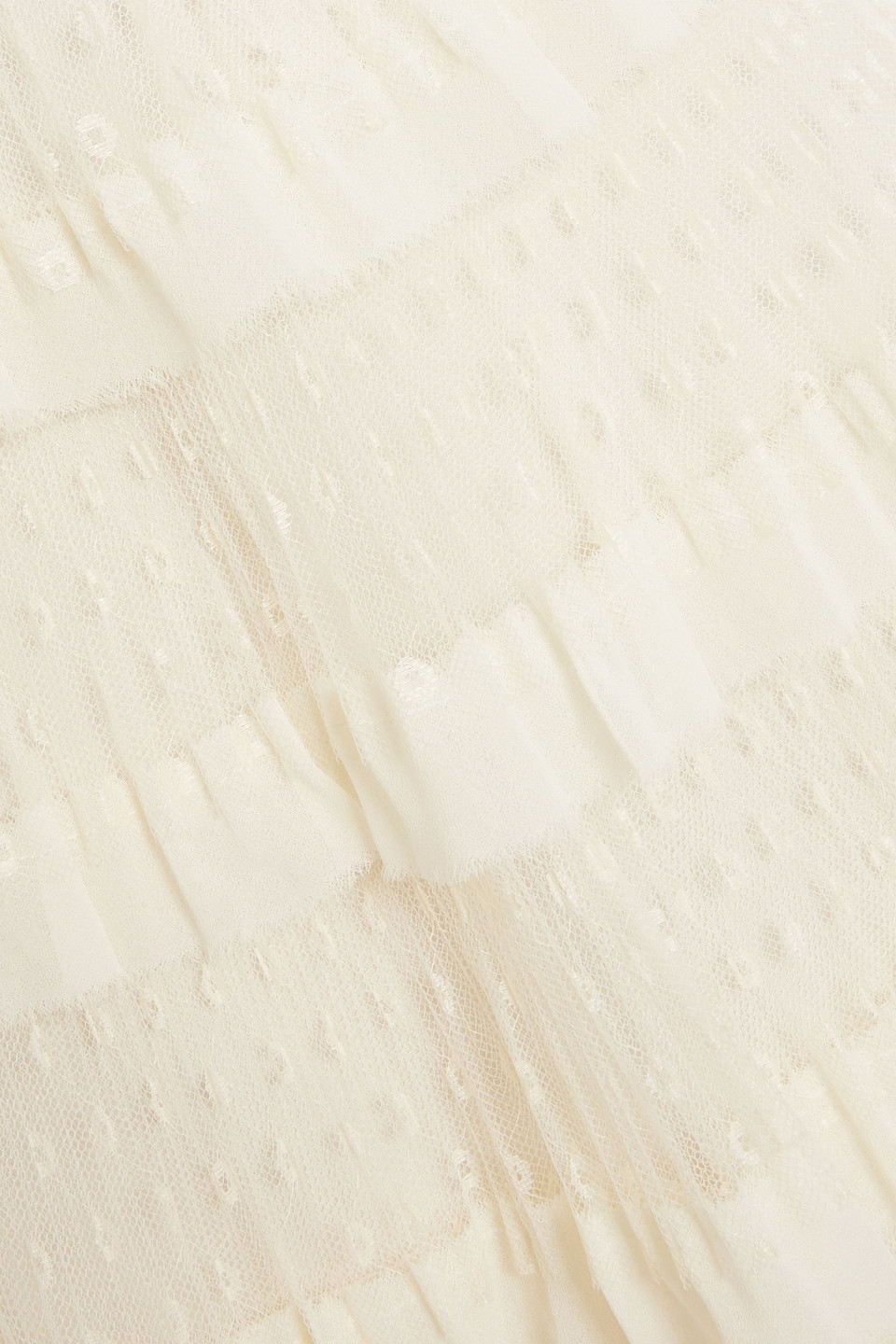 Red Valentino Tiered Point D'esprit Midi Skirt In White