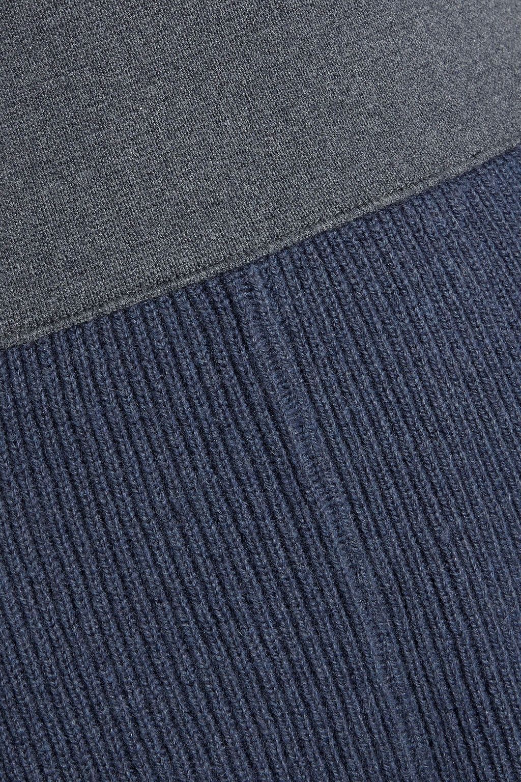 BRUNELLO CUCINELLI Ribbed cotton, cashmere and silk-blend track pants