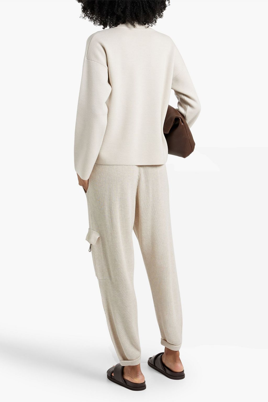 BRUNELLO CUCINELLI Bead-embellished cotton track pants