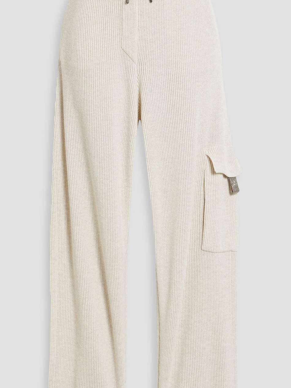 bead-embellished cotton track pants