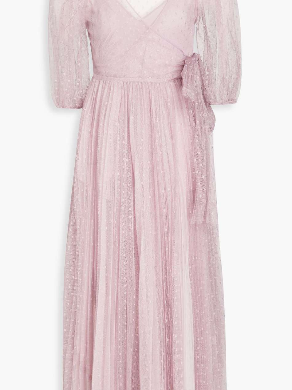 point d'esprit midi wrap dress