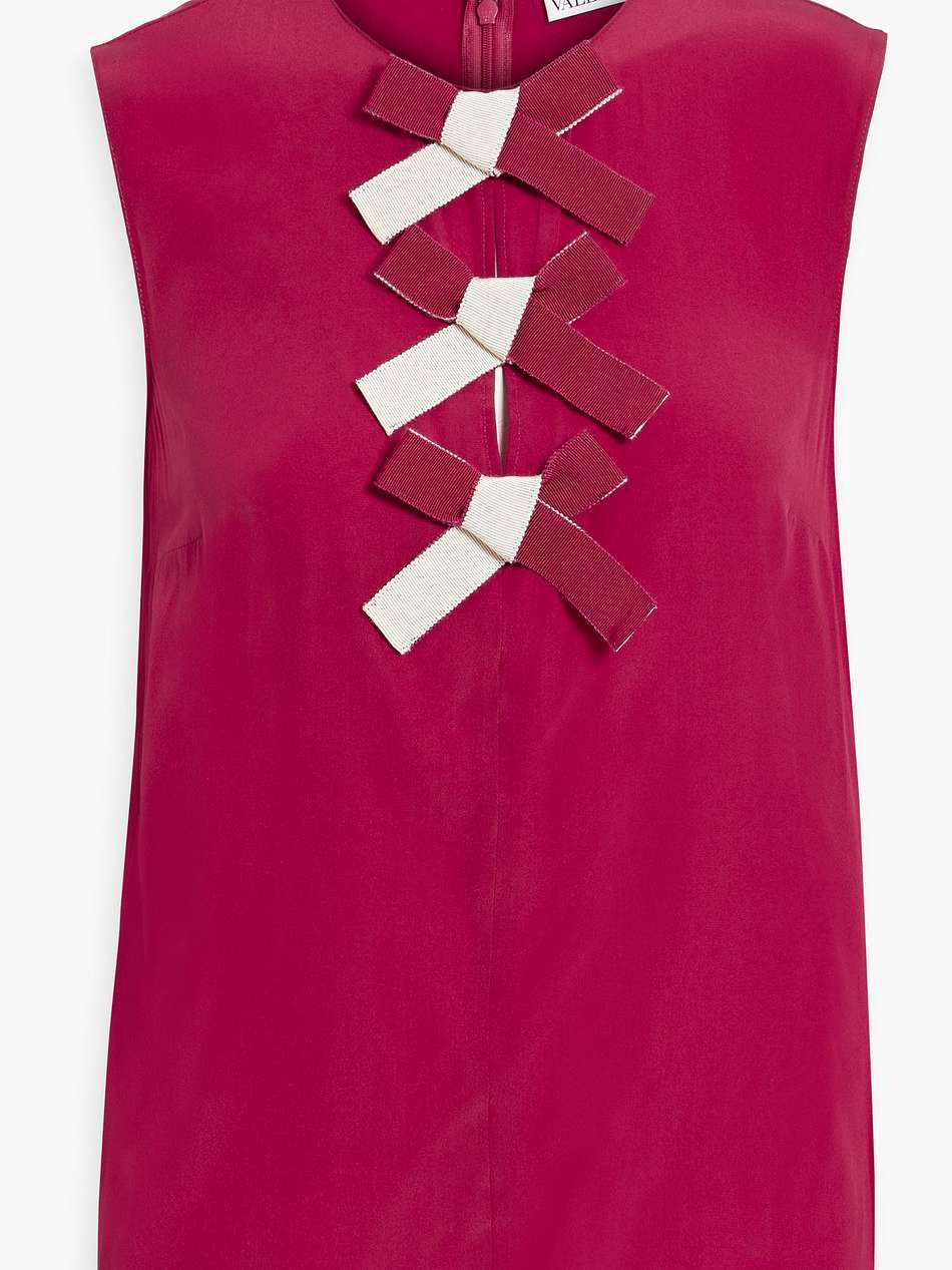 bow-detailed silk crepe de chine top