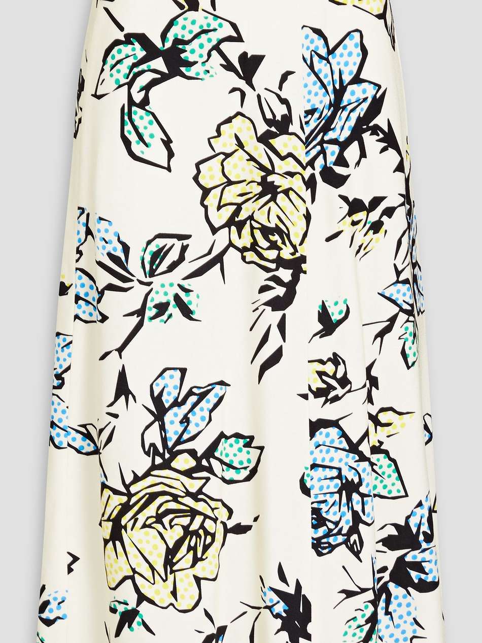 floral-print crepe midi skirt