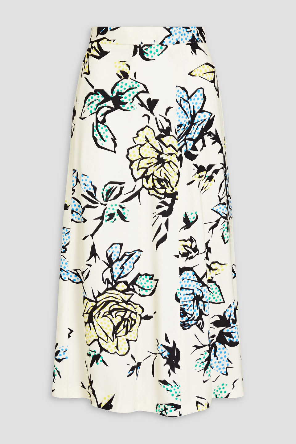 Red Valentino Floral-print Crepe Midi Skirt In White