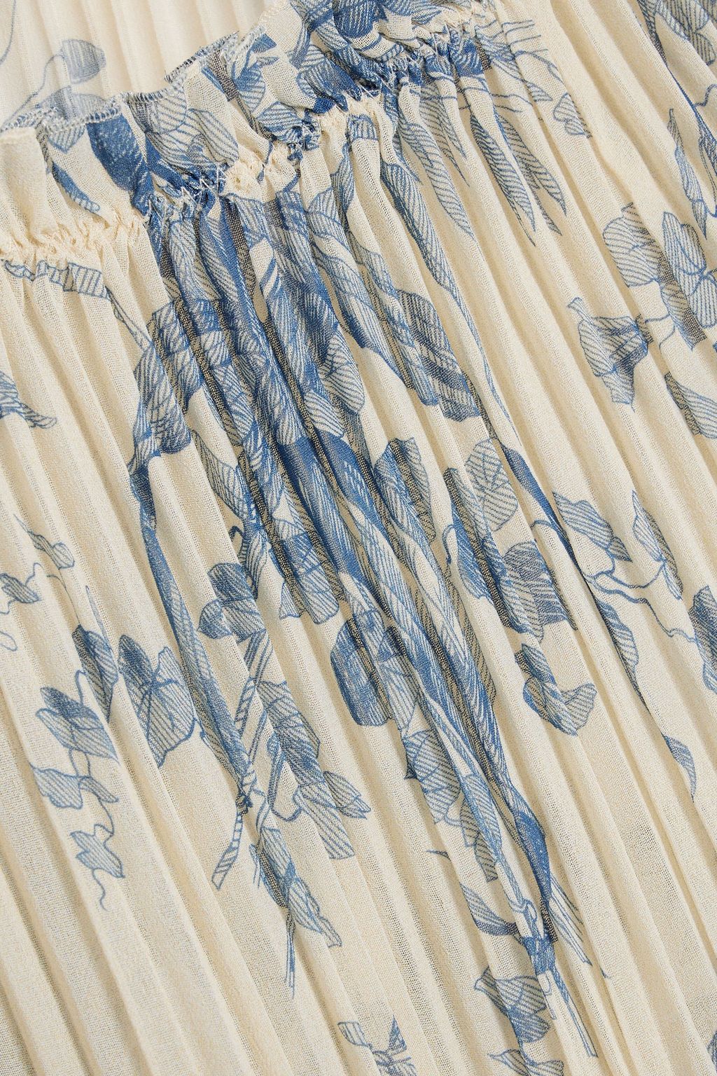 REDVALENTINO Pleated printed chiffon dress