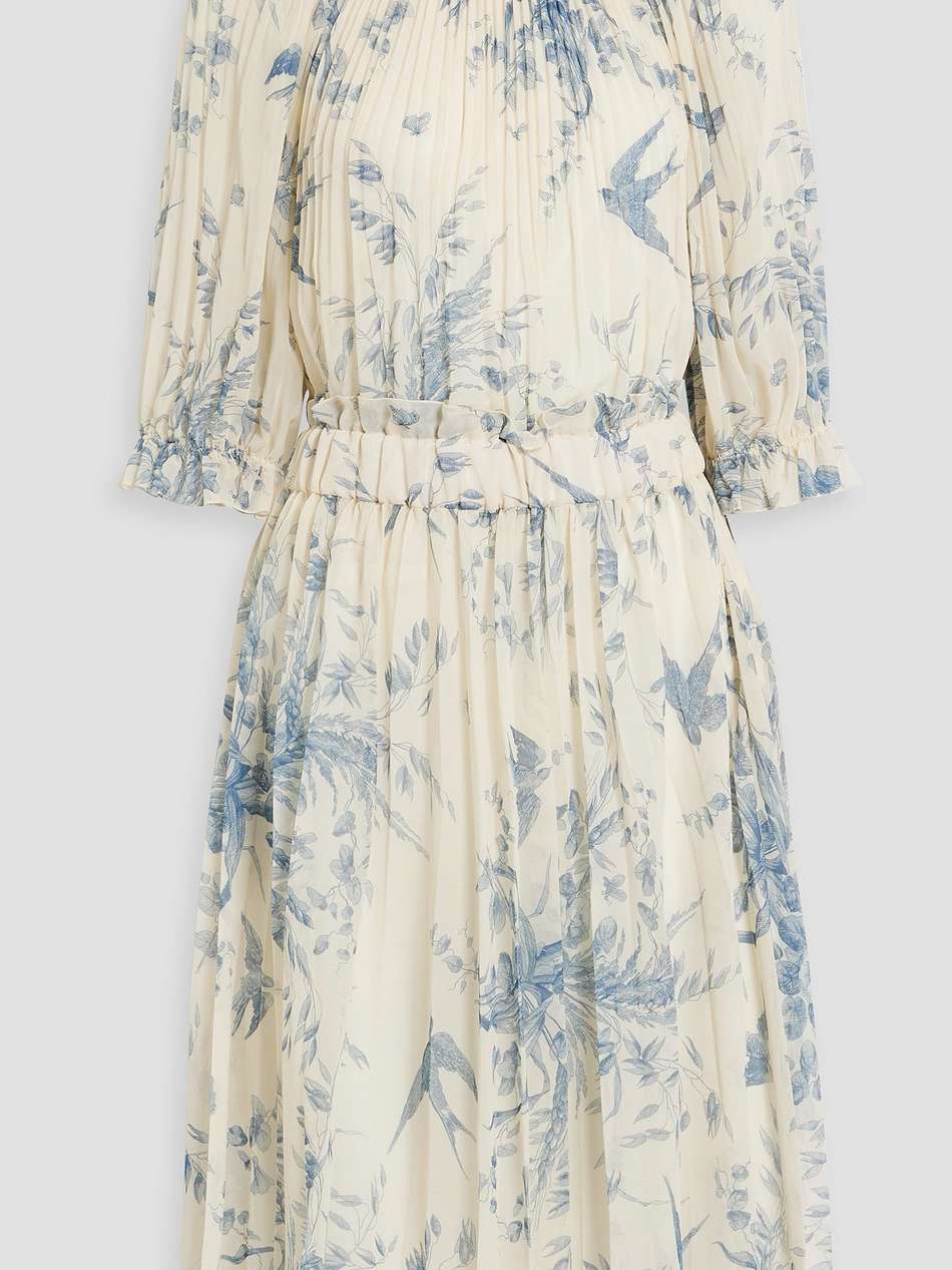 pleated printed chiffon dress