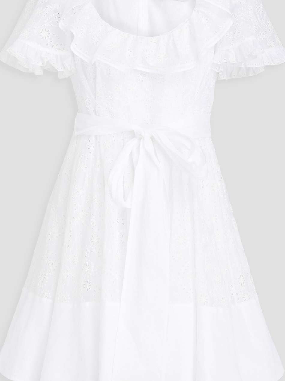 ruffled broderie anglaise cotton mini dress