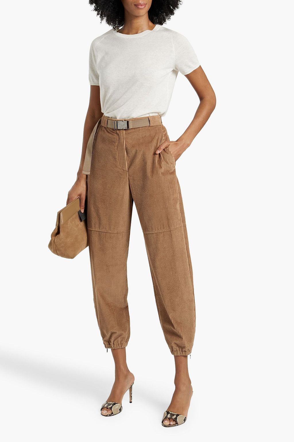 BRUNELLO CUCINELLI Cropped cotton-corduroy tapered pants