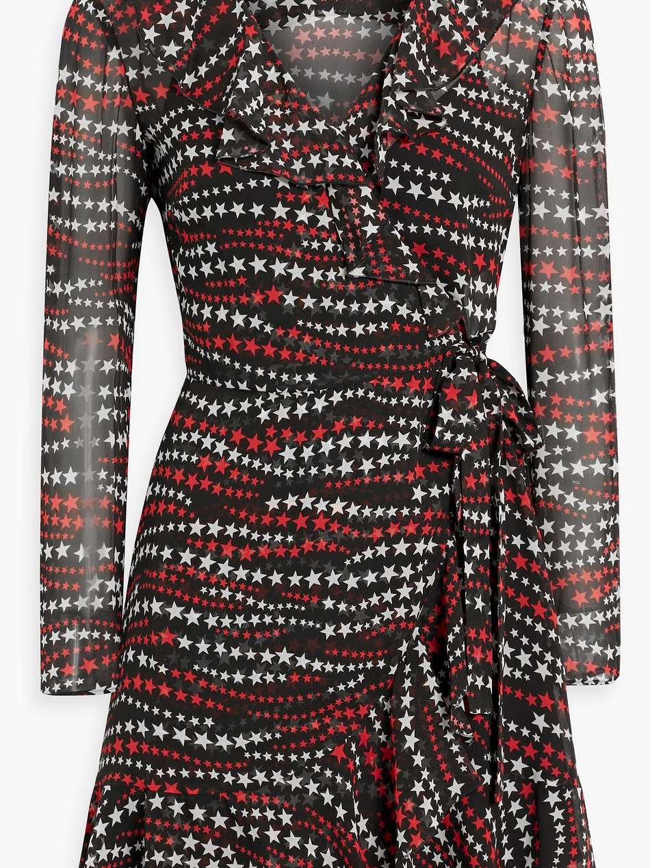 printed chiffon mini wrap dress