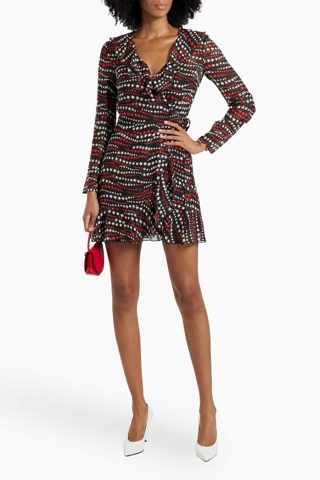 REDVALENTINO Printed chiffon mini wrap dress