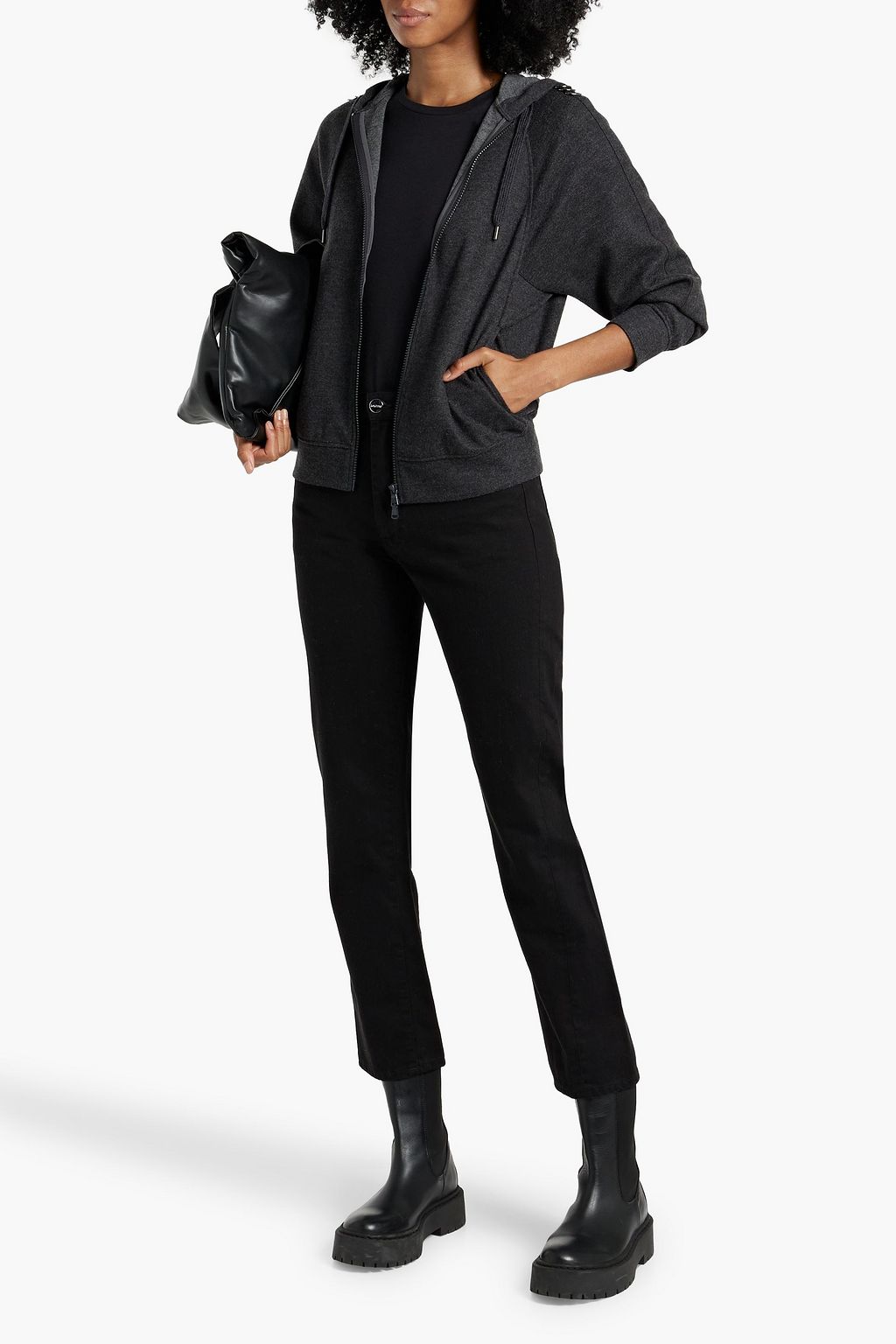 BRUNELLO CUCINELLI Ring-embellished cashmere-blend hoodie