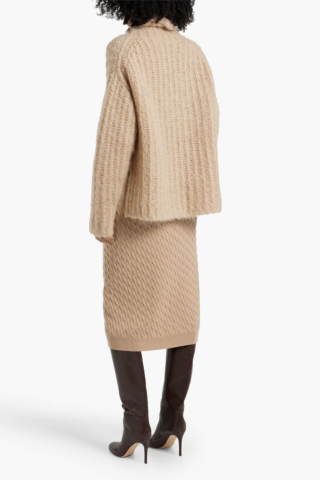 BRUNELLO CUCINELLI Cable-knit cashmere midi skirt