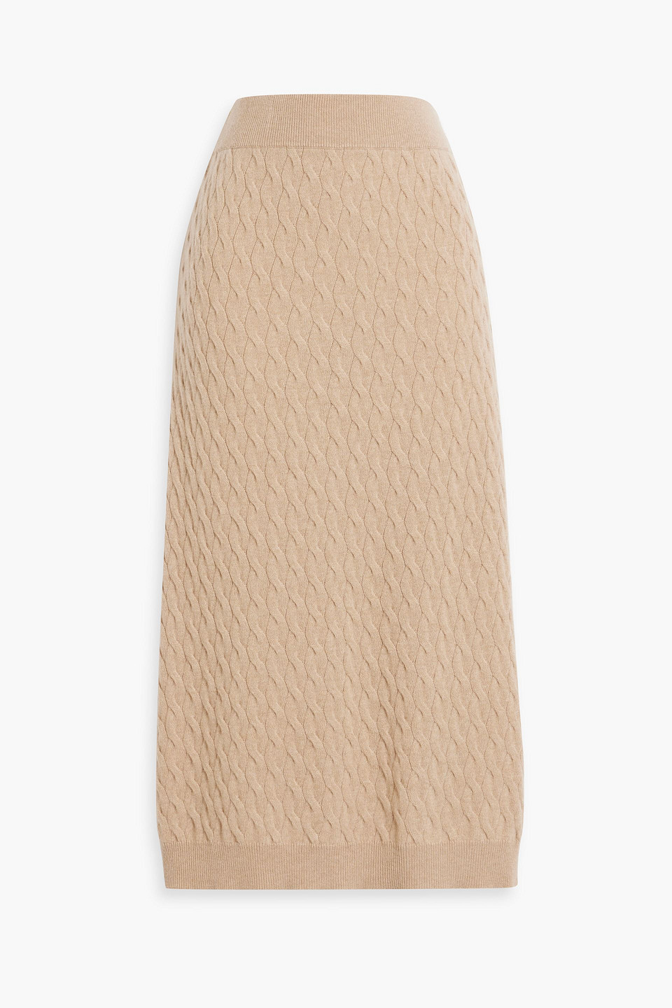 Brunello Cucinelli Cable-knit Cashmere Midi Skirt In Beige