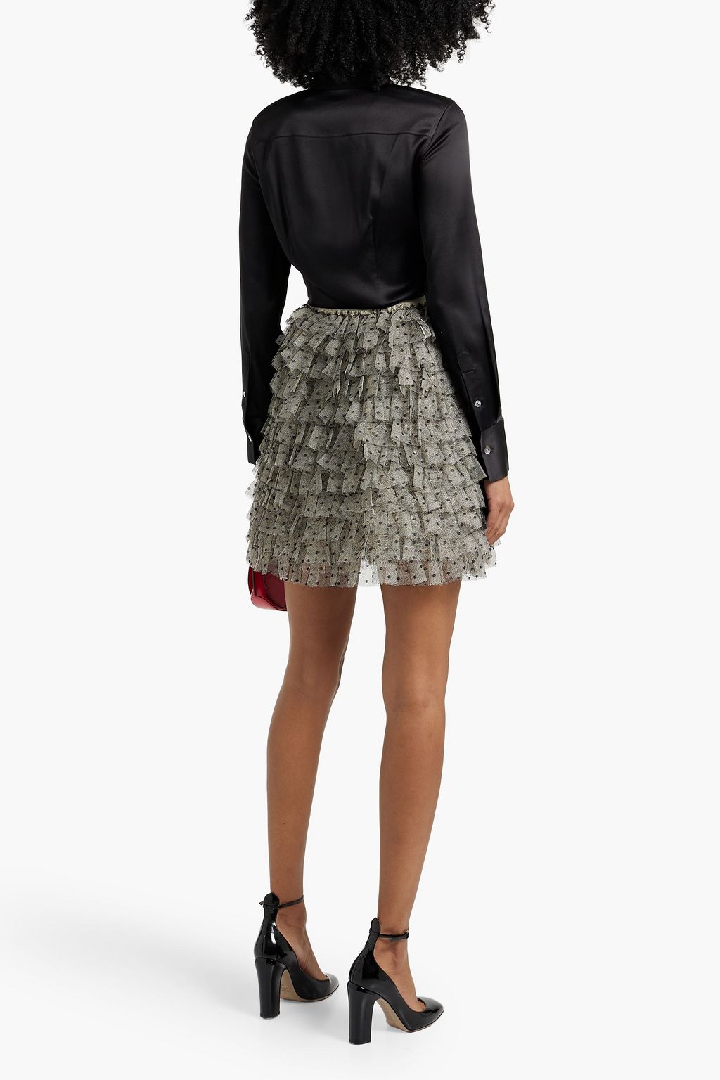 REDVALENTINO Ruffled point d'esprit mini skirt