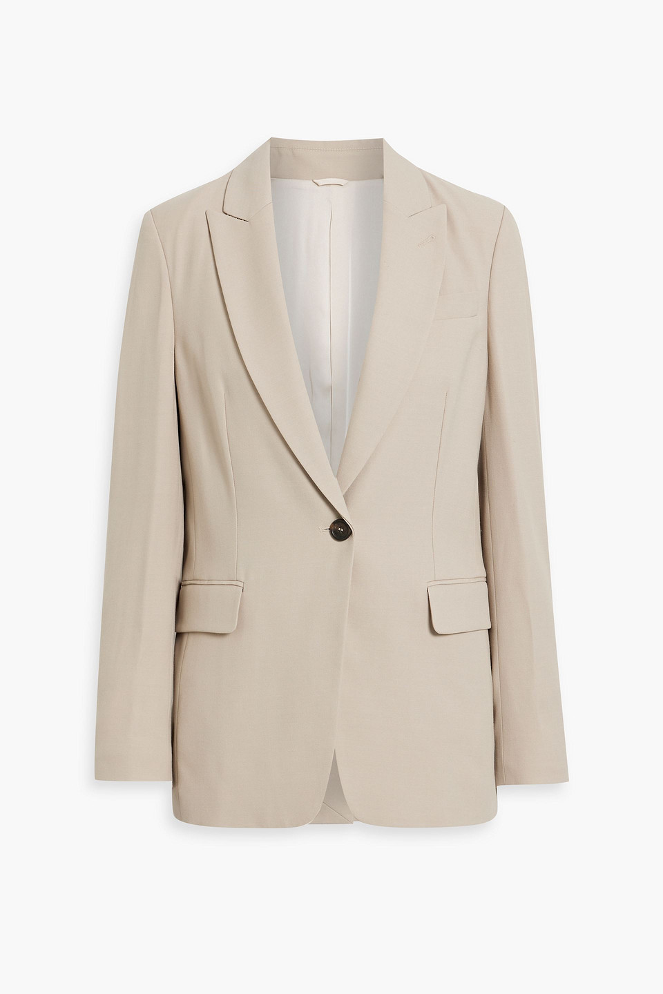 Brunello Cucinelli Bead-embellished Wool-blend Twill Blazer In Beige