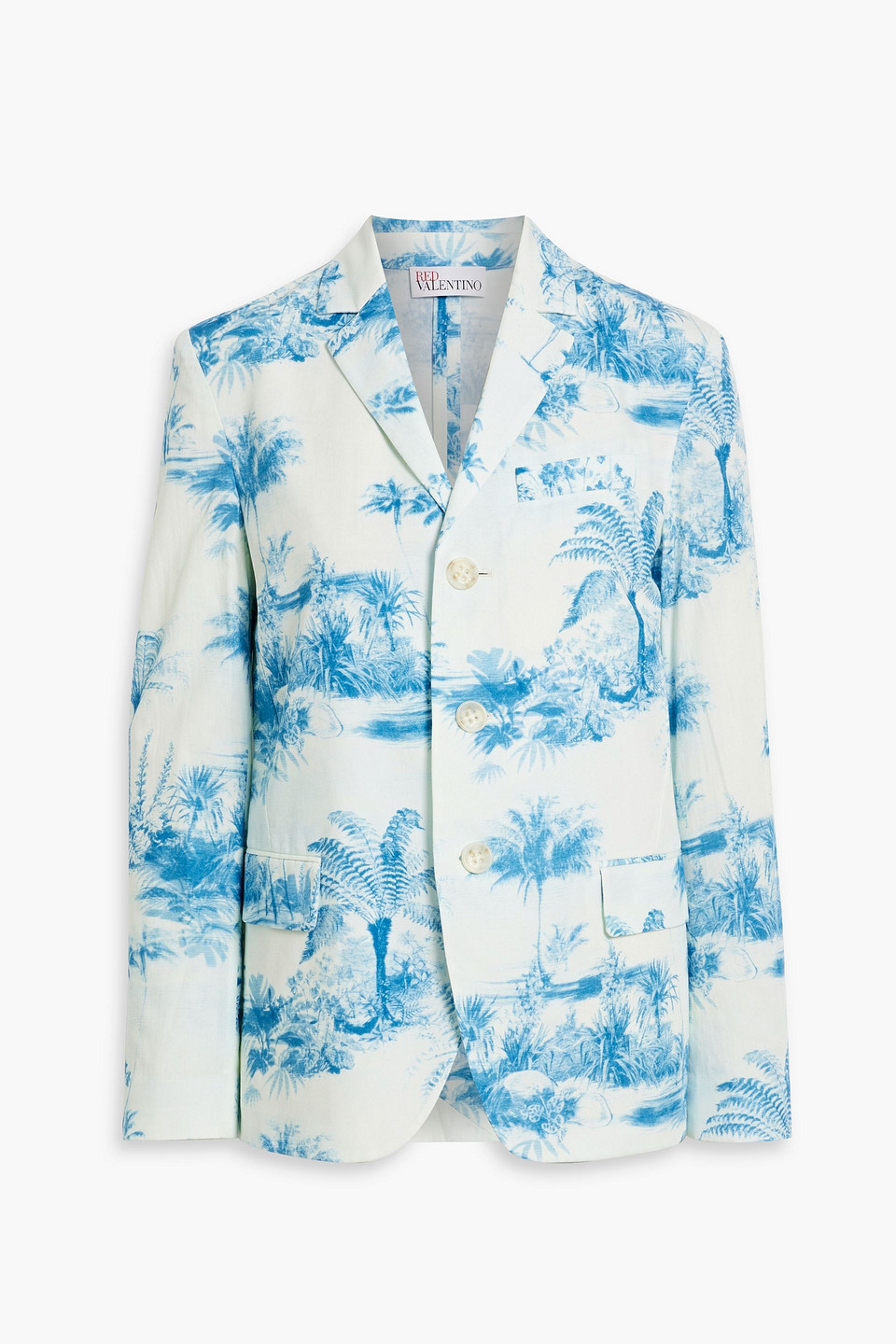 Red Valentino Printed Cotton Blazer In Blue