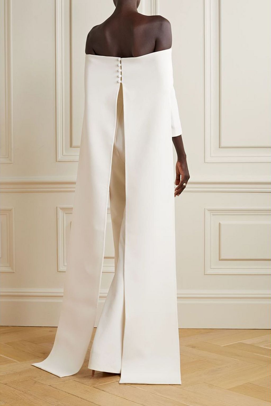 SAFIYAA Bellara off-the-shoulder crepe cape