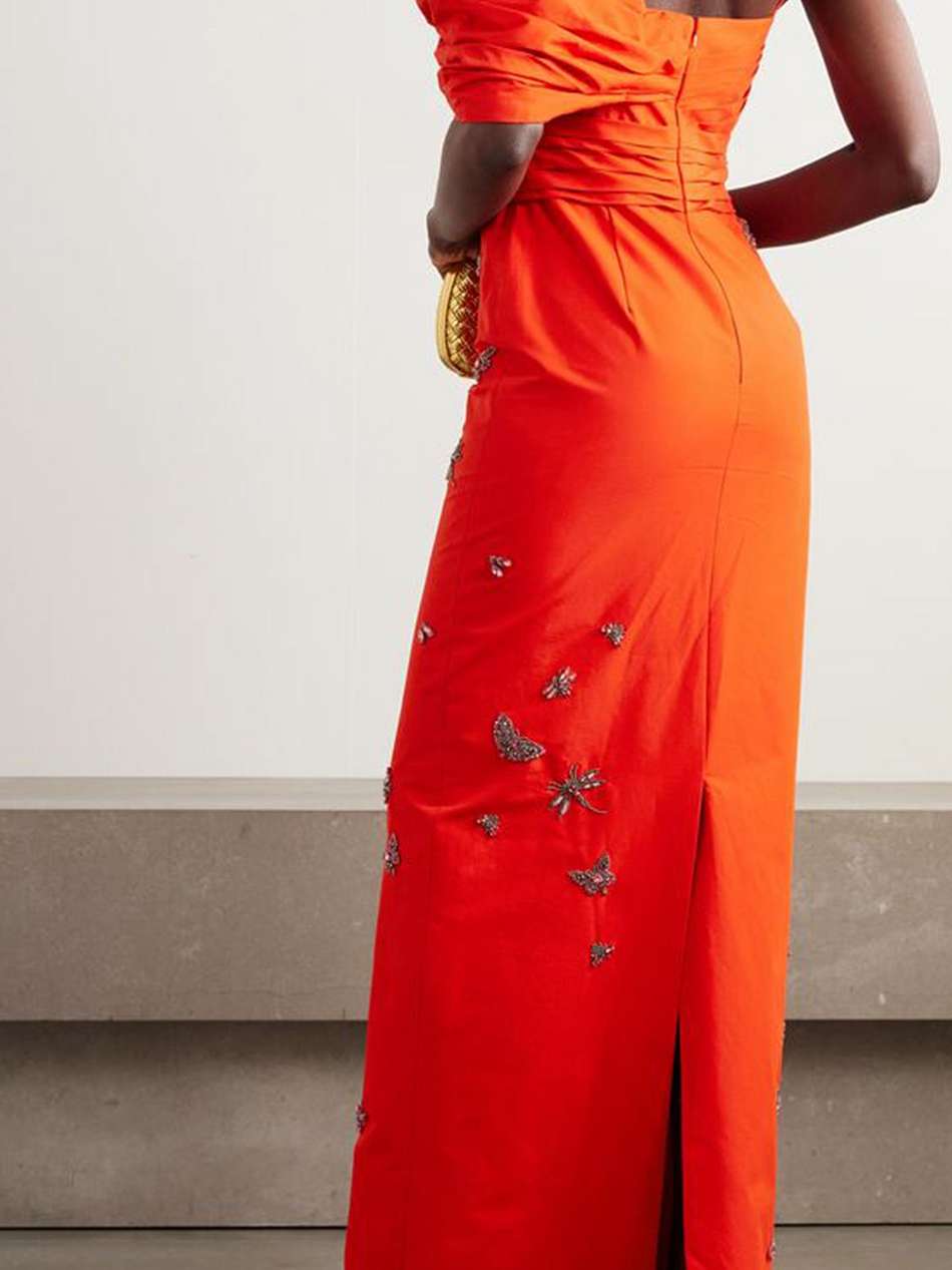 embellished cotton-faille gown