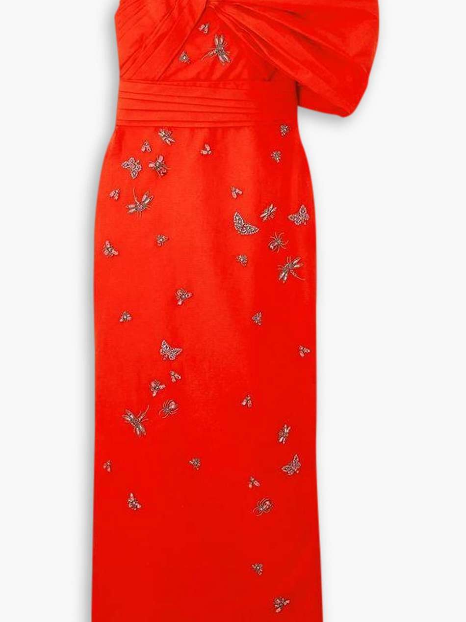 embellished cotton-faille gown
