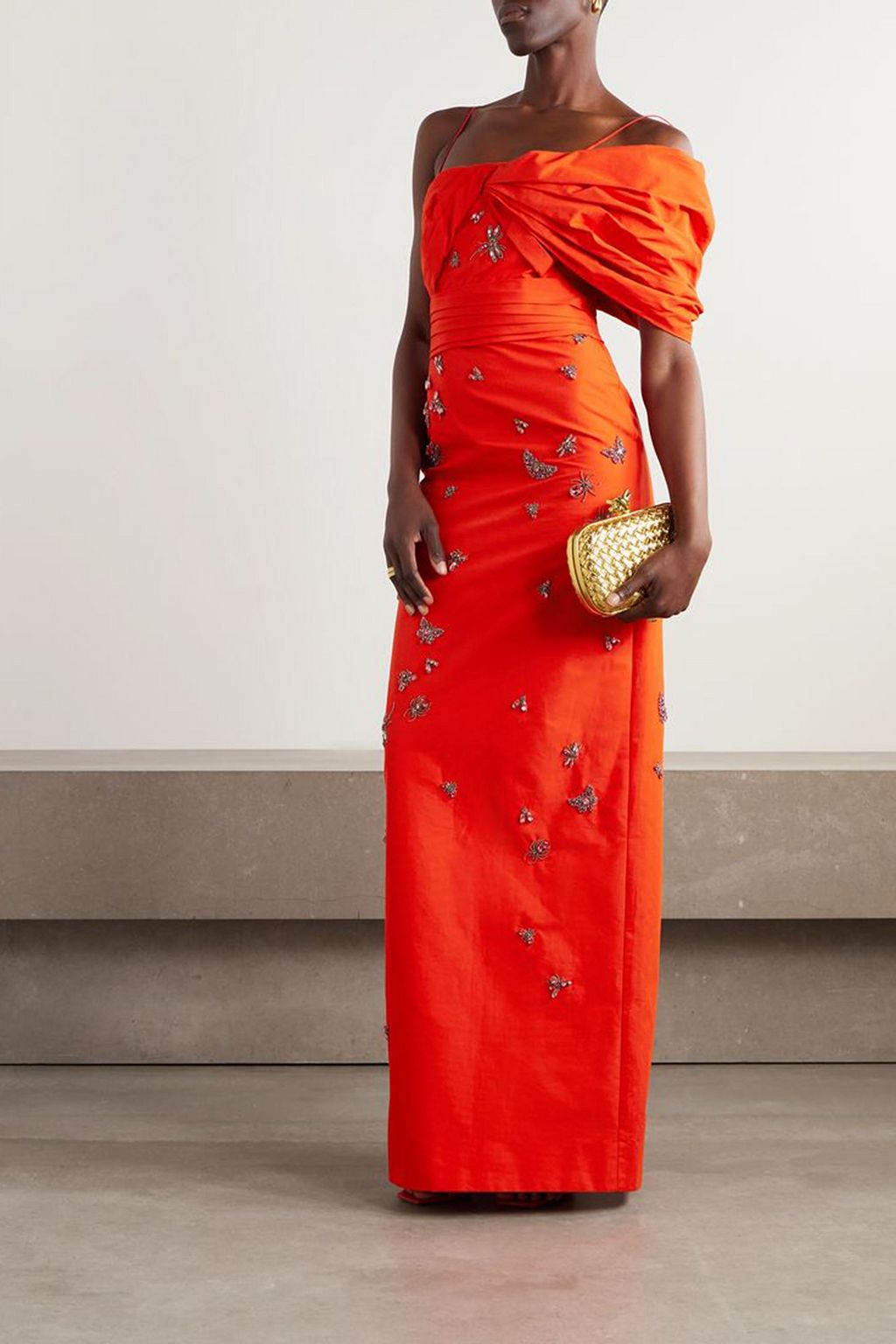 ERDEM Embellished cotton-faille gown