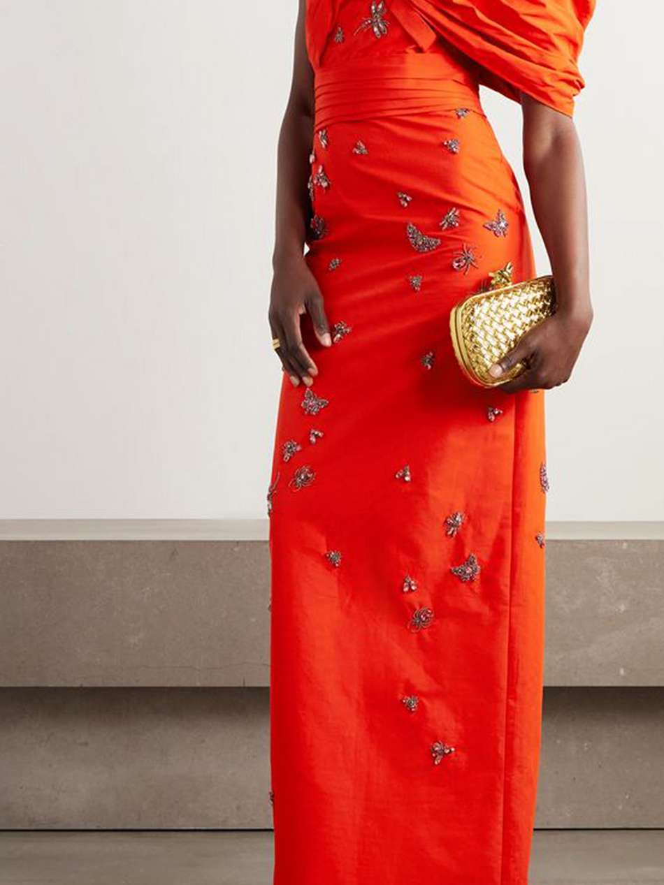 embellished cotton-faille gown