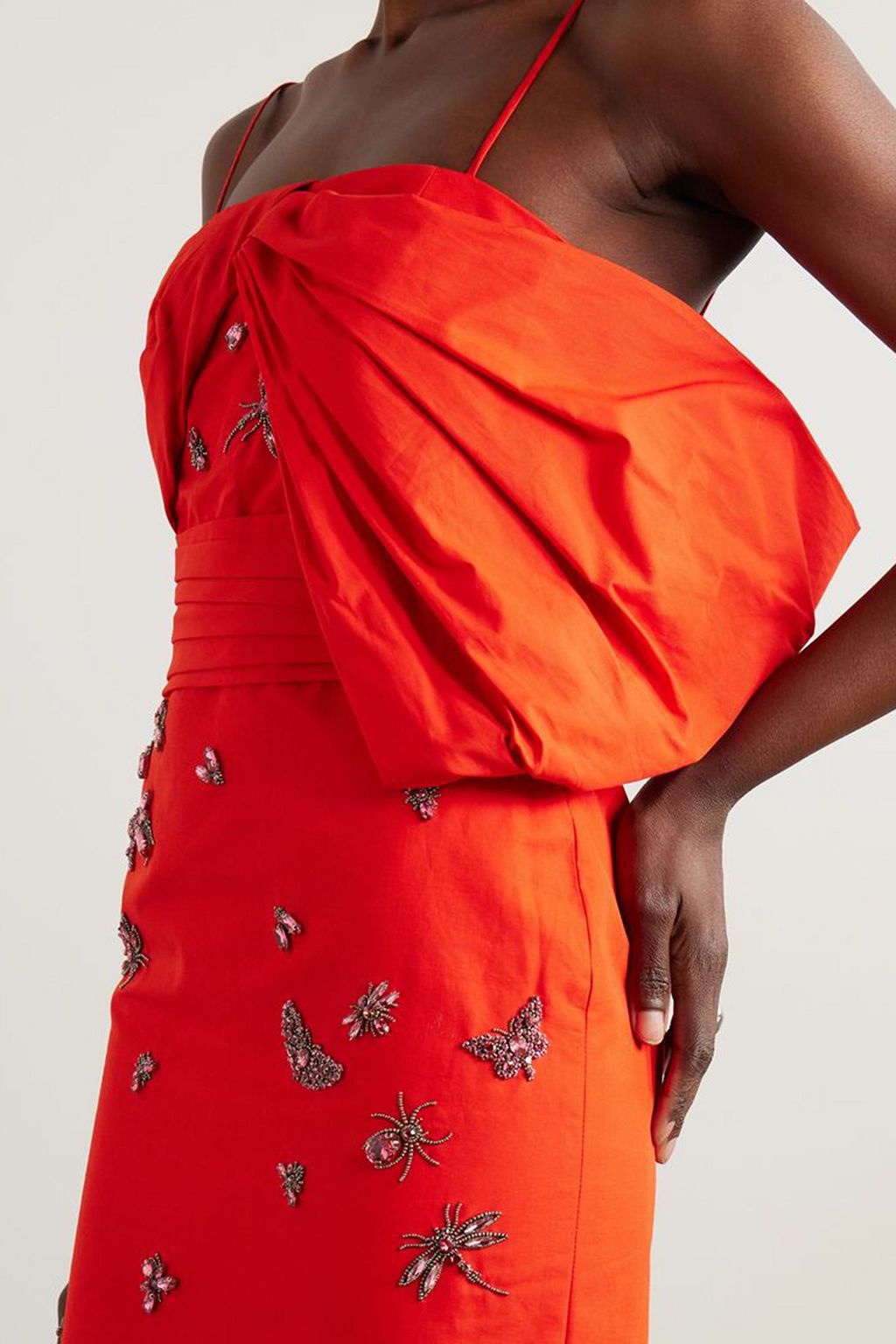 ERDEM Embellished cotton-faille gown