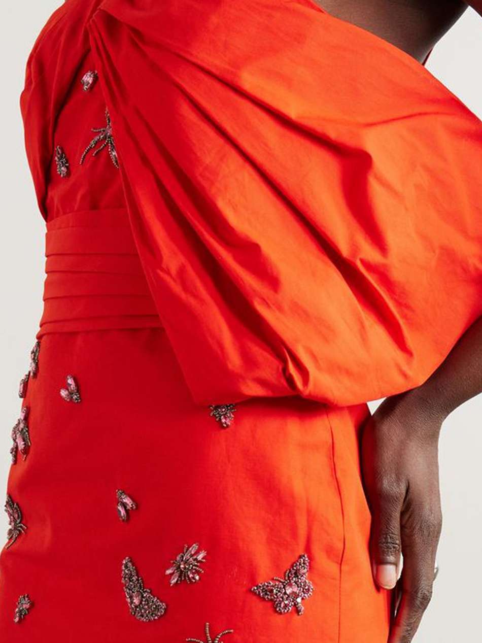 embellished cotton-faille gown