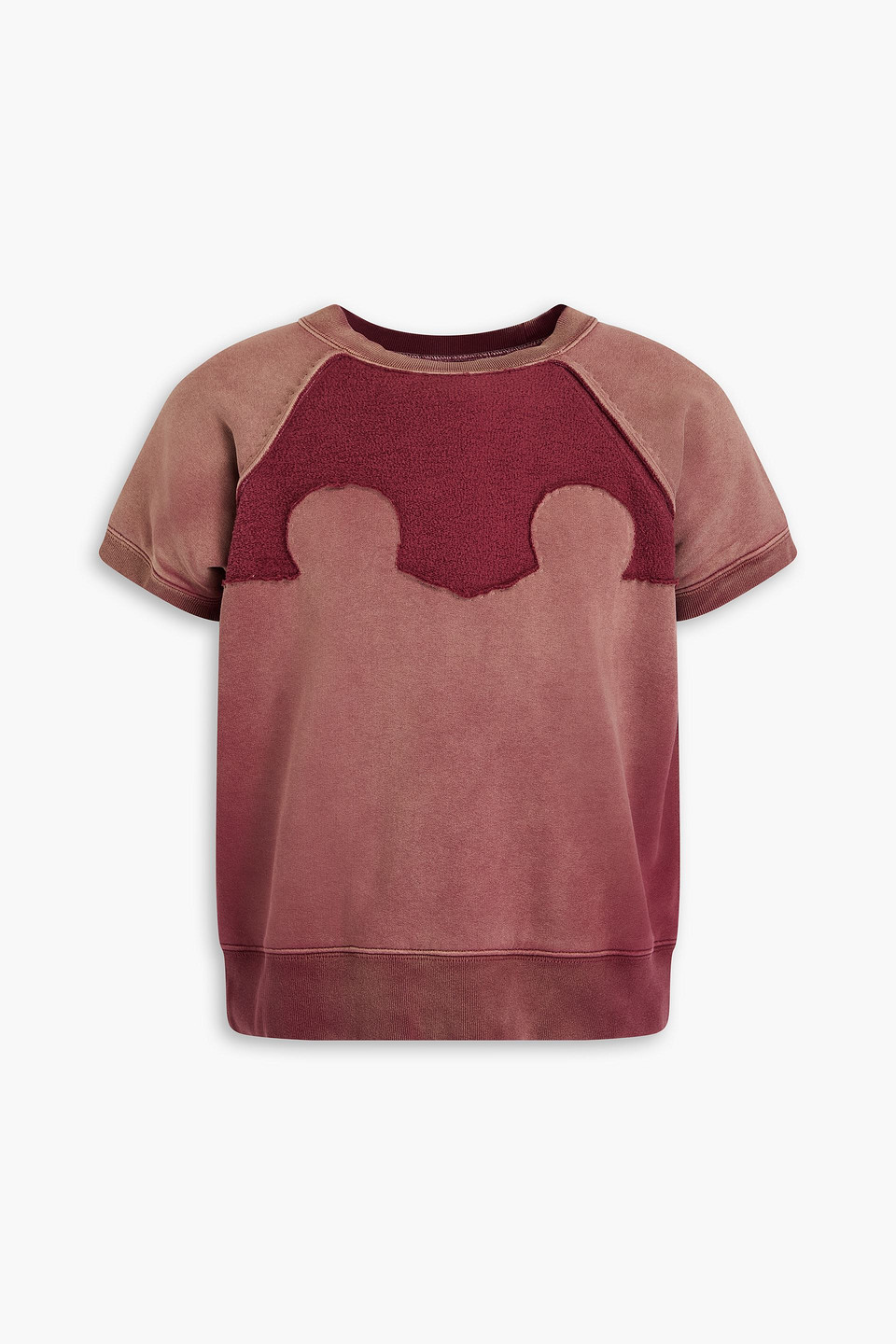 Maison Margiela - Distressed French cotton-terry sweatshirt - Burgundy - S